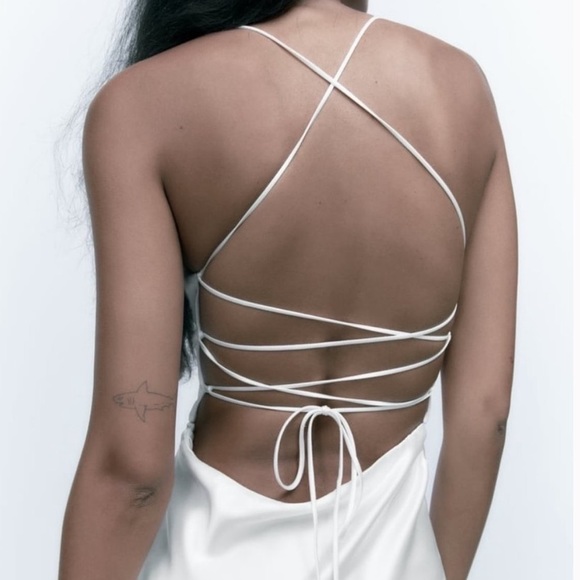 Zara White Satin Effect Sweetheart Neckline Midi Maxi Dress $89.90 - Picture 12 of 16